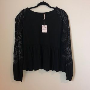 Free people black long sleeve shirt